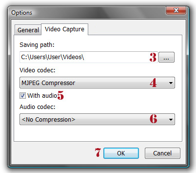 webcam video capture options