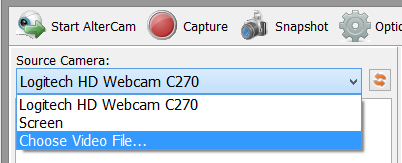 AlterCam: select the source for broadcasting